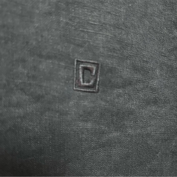 VNTG CHAPS Womens Large Navy Blue Linen Blouse ButtonDown 3/4 Sleeve Embroidered - Picture 3 of 5